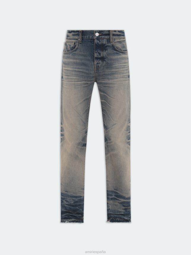 jeans rectos con dobladillo suelto hombres AMIRI índigo antiguo ropa ZJ42Z42