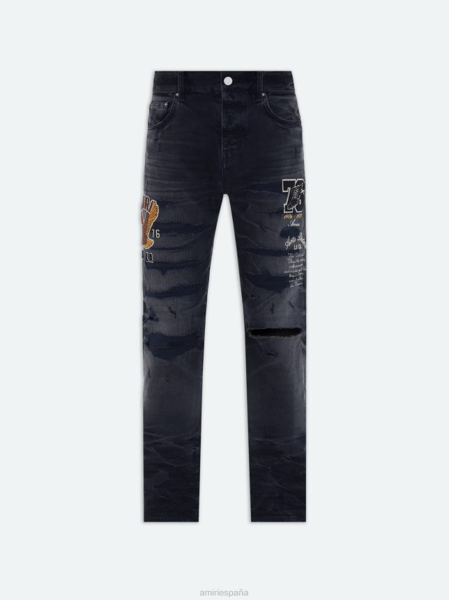jeans rectos universitarios hombres AMIRI negro descolorido ropa ZJ42Z46