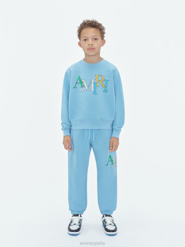 pantalones deportivos con garabatos escalonados de la marca niños AMIRI aire azul ropa ZJ42Z4365