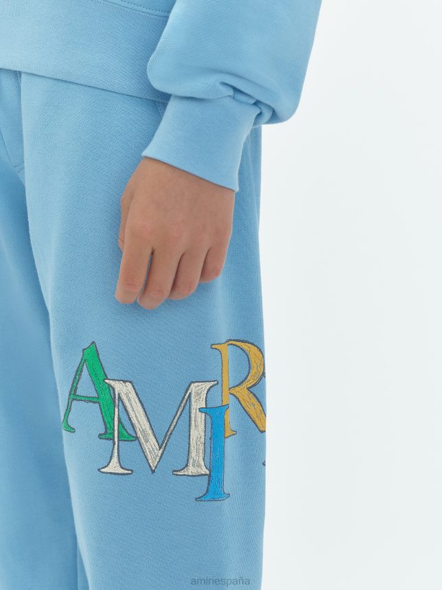 pantalones deportivos con garabatos escalonados de la marca niños AMIRI aire azul ropa ZJ42Z4365